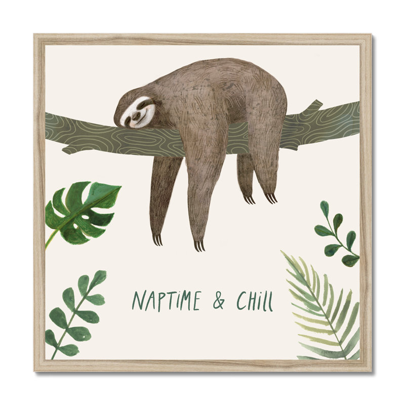Sloth Sayings II by Victoria Borges - Wrapped Canvas Painting Print, 55cm H x 55cm W, Natural Wood Framed Paper Print