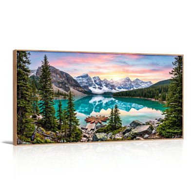 Ensemble de 1 tableau sur toile représentant un lac de montagne
