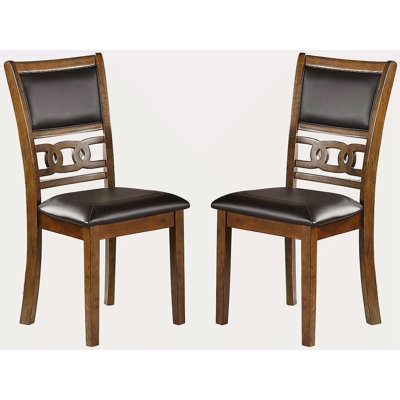Dining Room Furniture Walnut Finish Set Of 2 Side Chairs Cushion Seats Unique Back Kitchen Breakfast Chairs