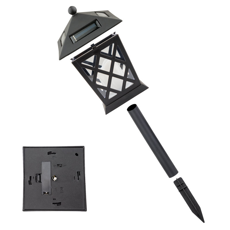 16" Tall Black Solar Powered LED Pathway Light Set