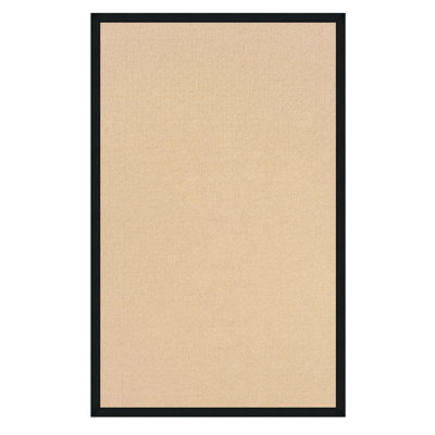 Nannette Handmade Light Beige Berber with Black Cotton Border Made in the USA Area Rug