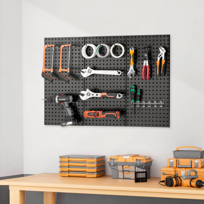 Organisateur mural en métal 3 pièces 24 po x 12 po pour rangement d'outils de garage