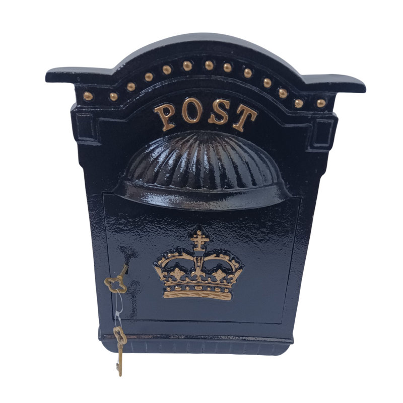Kemah Metal Wall Mounted Post Box, Black