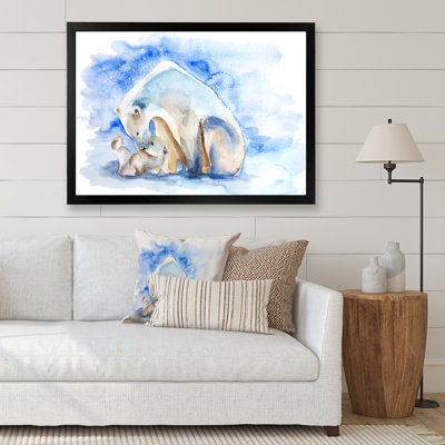 " Polar Bear With A Bear Cub " Painting Print