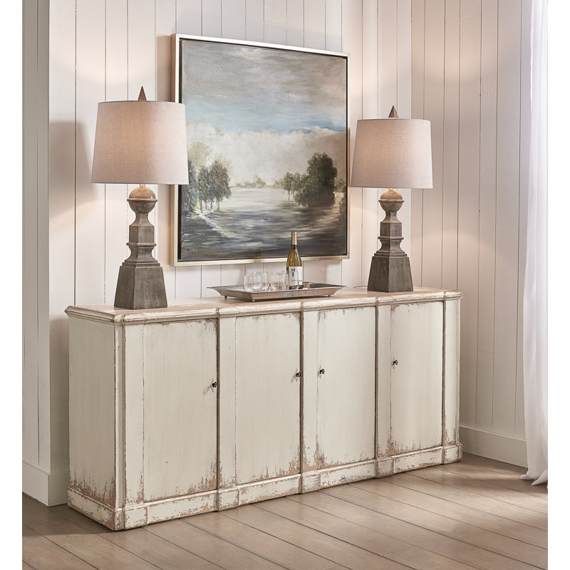 Villefranche Solid Wood Sideboard, Stone Gray