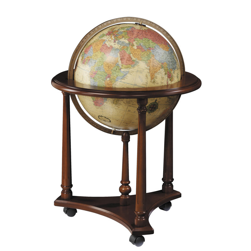 Globe terrestre antique en aluminium