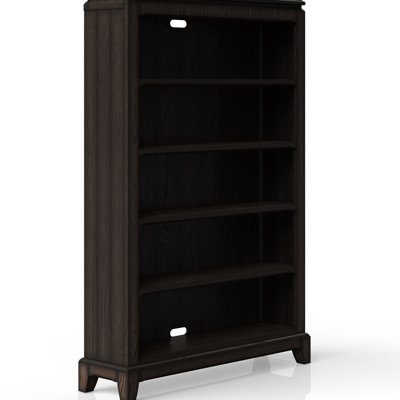 Bibliothèque traditionnelle chocolat 6 pieds - Bois massif +, pour le bureau personnel, H 72 po x l 49 po x P 13,5 po, 129 lb