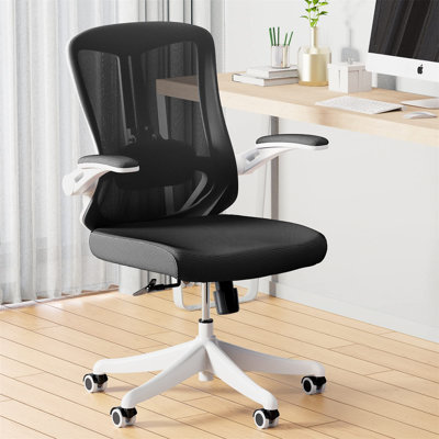 Norberta Home Ergonomic Office Chair With Lumbar Support, Swivel High Back Computer Chair, Breathable Mesh Desk Chair, PU Silent Wheels, Flip-Up Arms3 by Inbox Zero