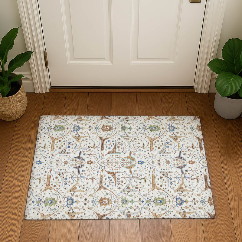 Premium Machine Washable Mayfield AMF2250 Global Rug, 1'8" x 2'6", Ivory