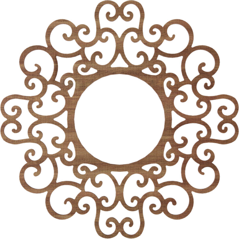 Médaillon de plafond ajouré en bois d'aulne 26 po x P 9 pi 7 po x P 3/8 po Reims, Noyer, H 22 po x l 22 po x P 0,38 po