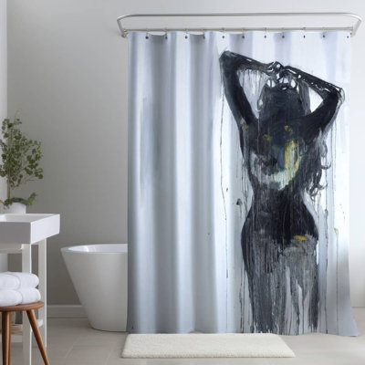 Shower Curtain FI65 – Polyester Shower Curtain, Dye Sublimation Print, 71" W × 74" L