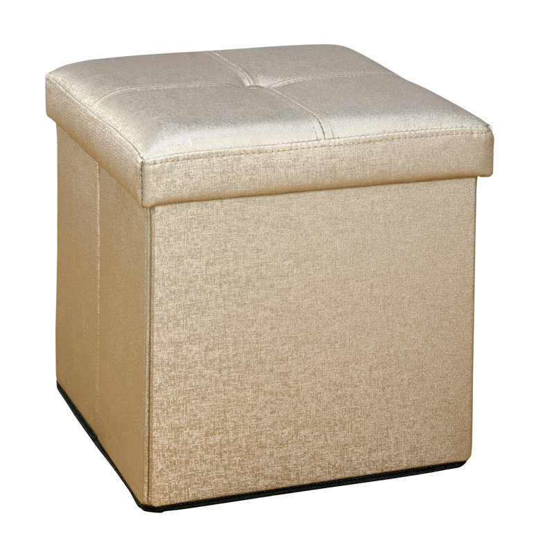 Luxora Faux Leather Ottoman, Bronze Faux Leather