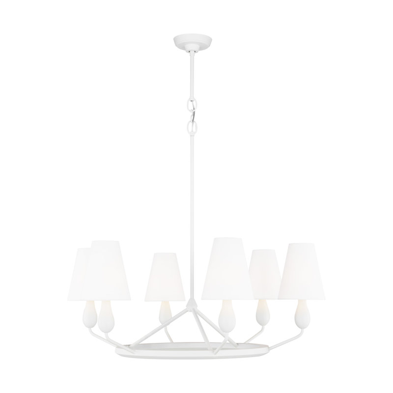 Lustre en roue de chariot 6 lumières Elleny Mila, Blanc mat