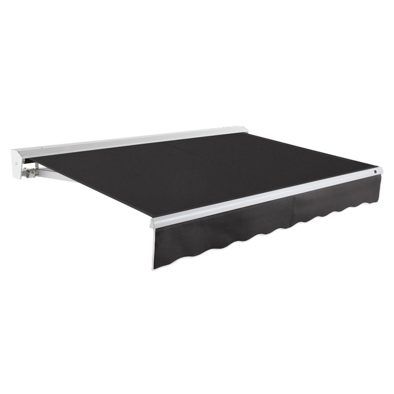 Auvent de patio rétractable avec capuchon Awntech Destin, Noir, l 8 pi x P 6,5 pi, Moteur droit