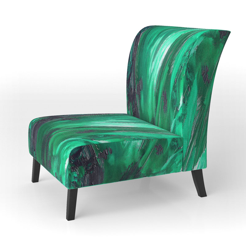 Brechta Vibrant Curve Design II - Velvet Upholstered Modern Slipper Chair, Green/Black