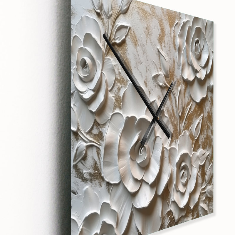 Roses In Bloom - Floral Rose Modern Wall Clock, Extra Large