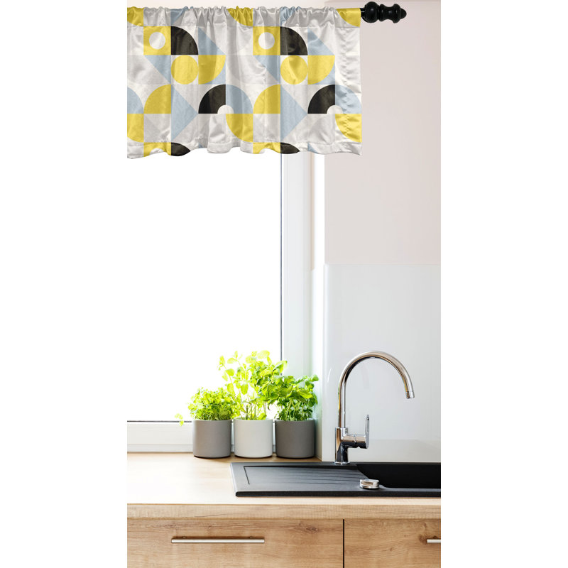 Cantonnière Ambesonne, ensemble de 2 symboles géométriques simples gris moutarde et gris anthracite, L 54 po x L 12 po