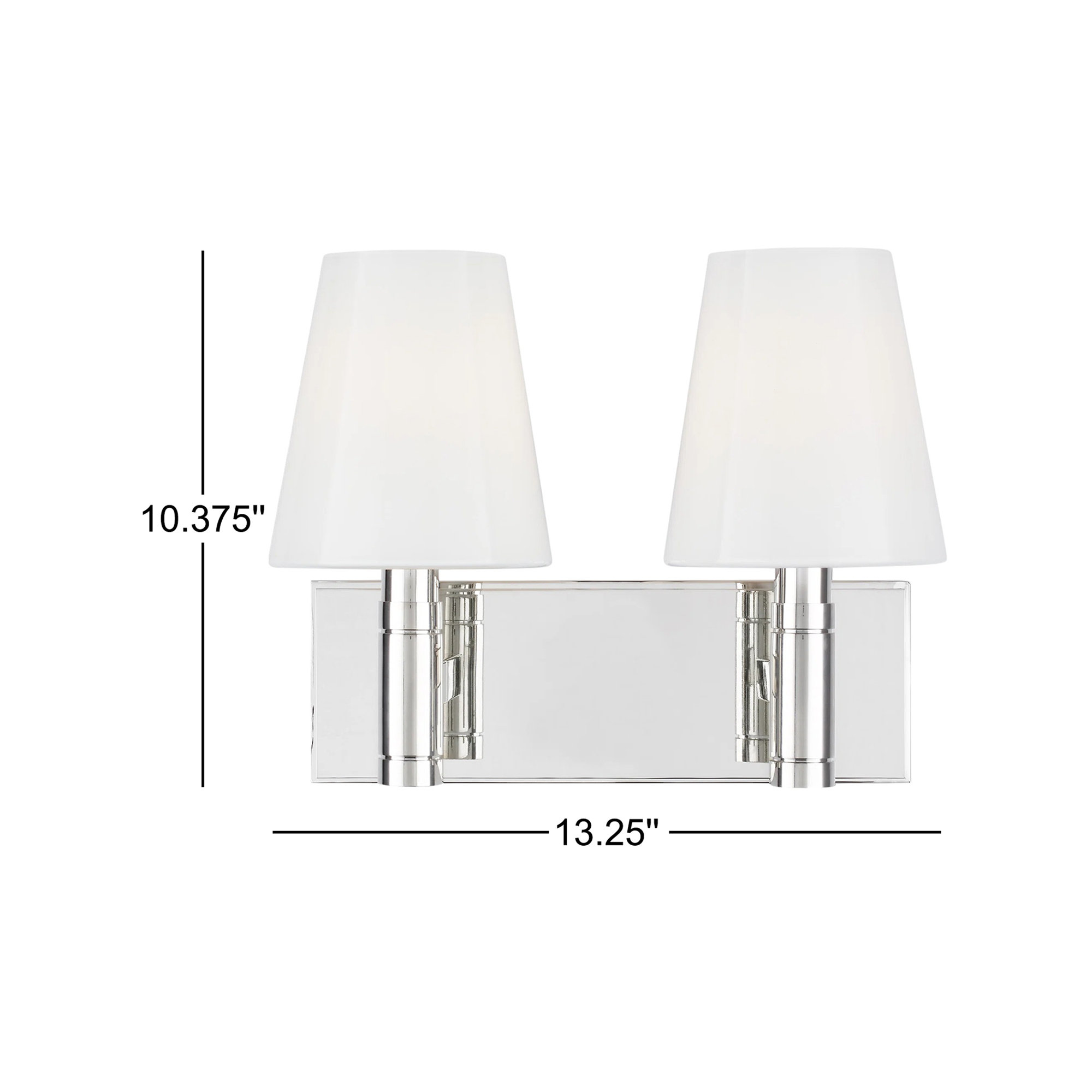 2 Light Frosted Dimmable Vanity Light, Polished Nickel