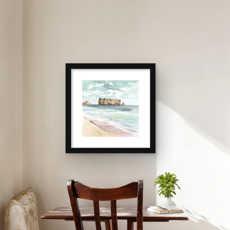 Rocher percé, impression marine côtière - décor encadré mat, H 16 po x l 16 po
