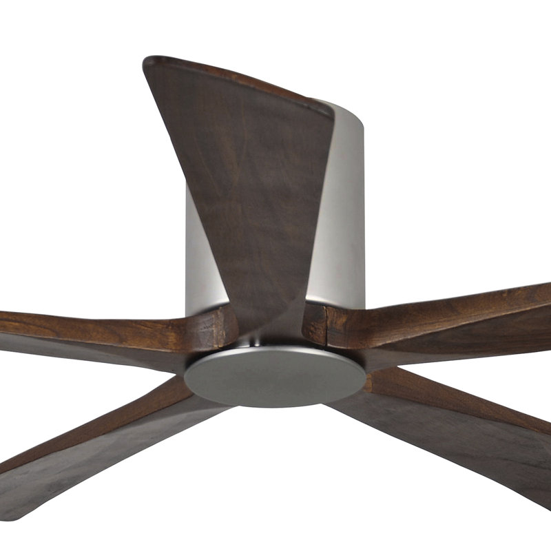 Irene Flushmount Light Kit 5 Blade LED Ceiling Fan, Brushed Nickel, 52", Walnut Tone