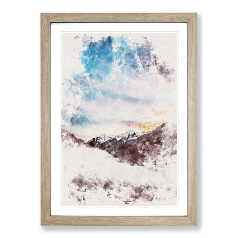 The Cloudy Mountains - Picture Frame Graphic Art, 33cm H x 24cm W x 2cm D, Oak Framed