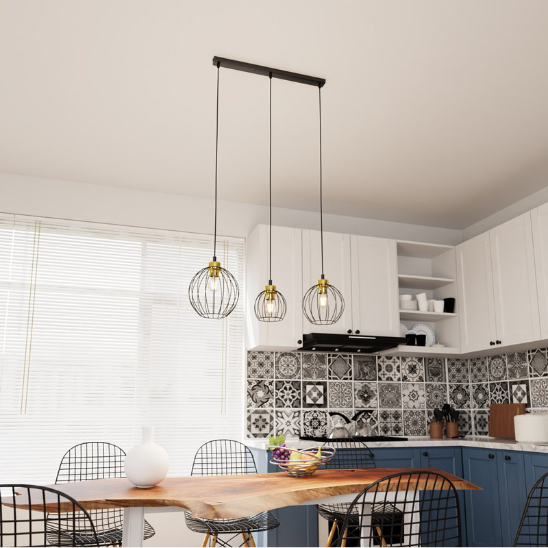 Ahnyla 3 - Light Pendant, Matte Black/Gold