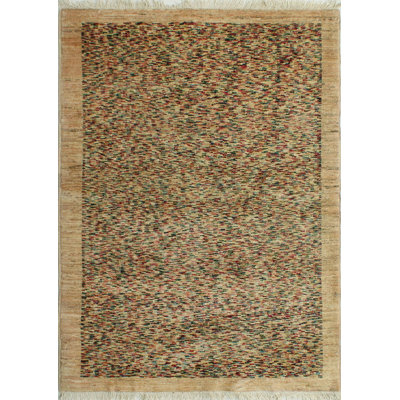 Tapis fin fait à la main Chobi Peyton - beige - bleu clair, 3 pi 5 po x 4 pi 10 po