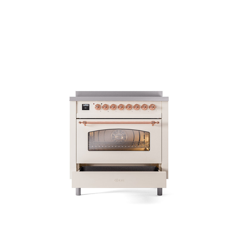 ILVE Nostalgie II 36 in Induction Range, Antique White/Copper