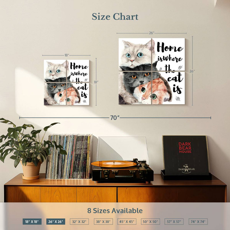 Plaque murale Kema Home Cats, H 18 po x l 18 po