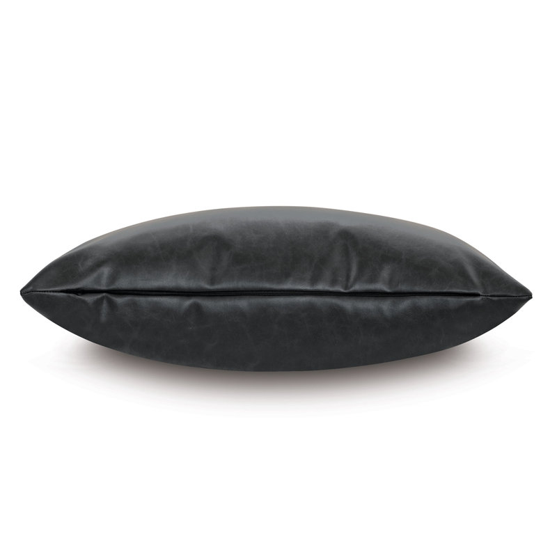 Nevin Faux Leather Reversible Throw Pillow, 11"H x 21"W, Ink