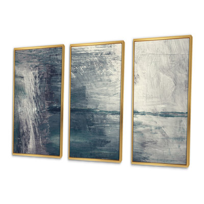 «Grey Abstract Pattern», peinture sur toile flottante 3 pièces