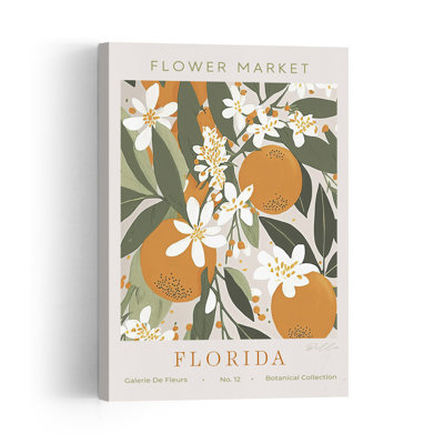 Fresh Citrus Bloom Abstract Flower Fruit Wall Art Print by Bella Eve - Wrapped Canvas Print