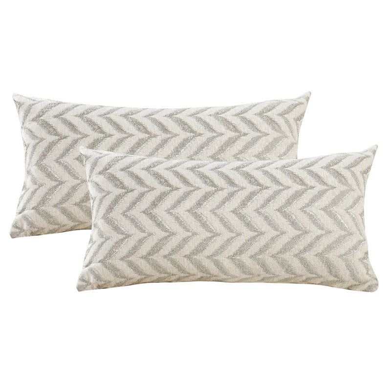 Arusha Jacquard Chenille Lumbar Pillow Cover, Silver