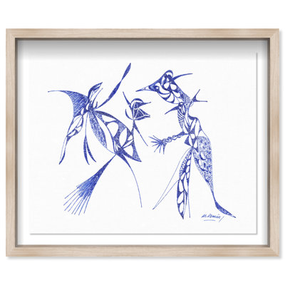 Manuel Roman - Dueling Herons Shadowbox Abstract Print by Oliver Gal, Black Frame, 20 x 16