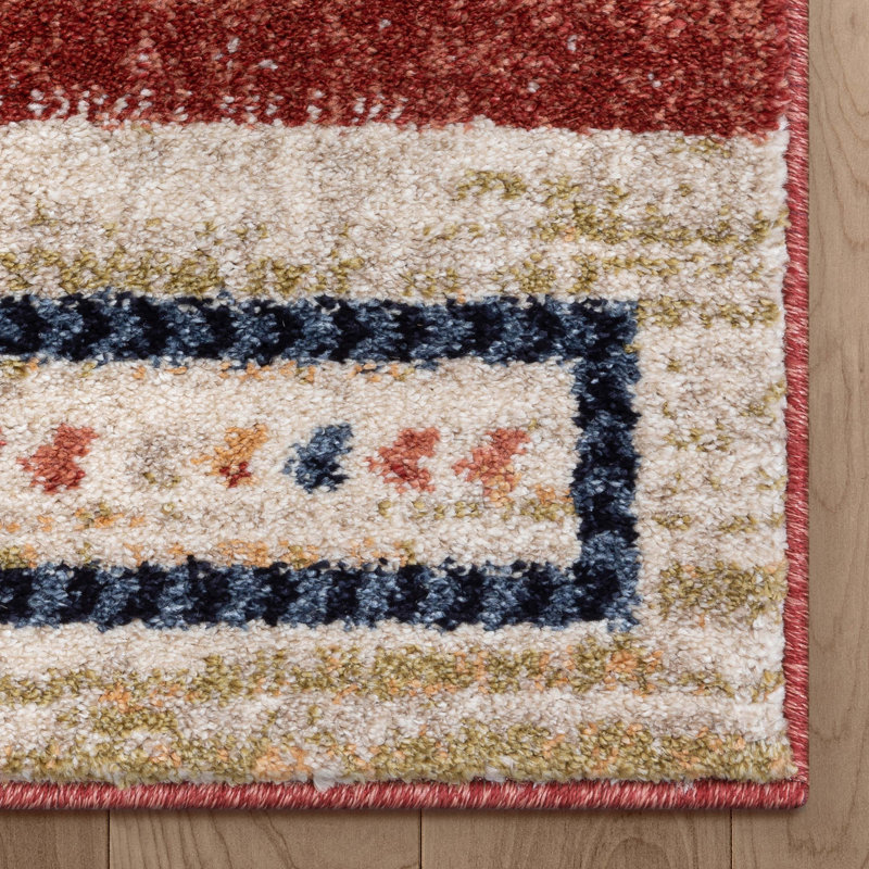 Crimson Southwestern Medallion Synthetic Reversible Rug