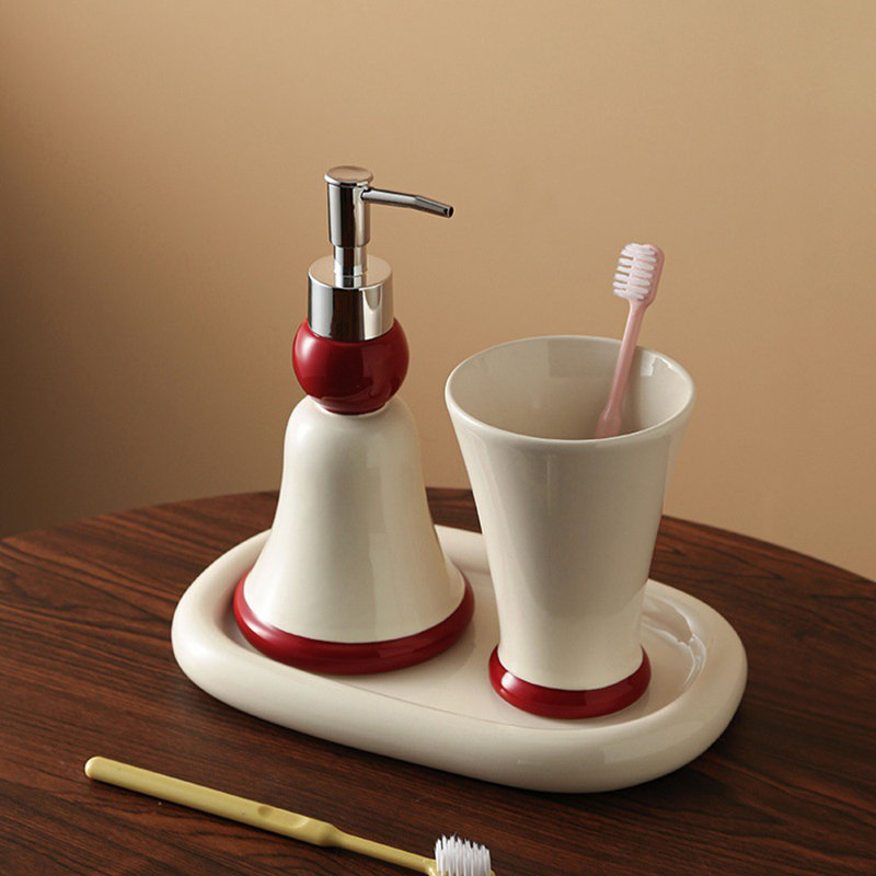 Ensemble complet d'accessoires de salle de bain 3 pièces, Rouge