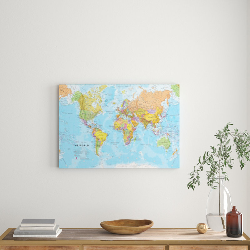 Political World Map - No Frame Print, 59cm H x 84cm W x 0.1cm D