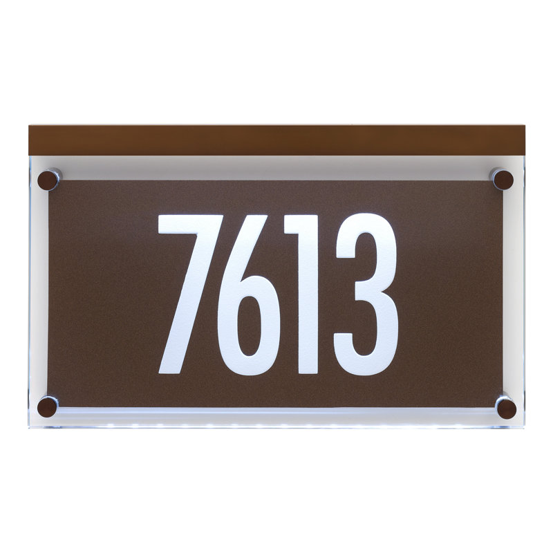 Metallic Crystal LED Lighted Futura Engraved 1-Line Address Sign, Yes, Dark Bronze