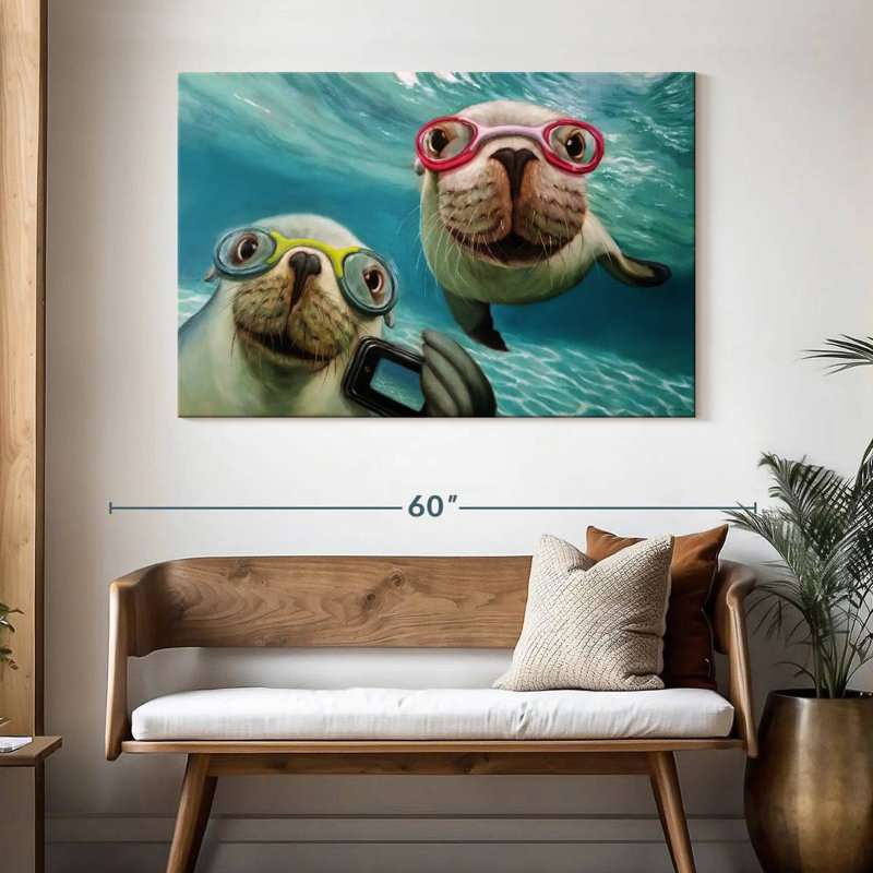 Selfie sous l'eau, H 32 po x l 48 po