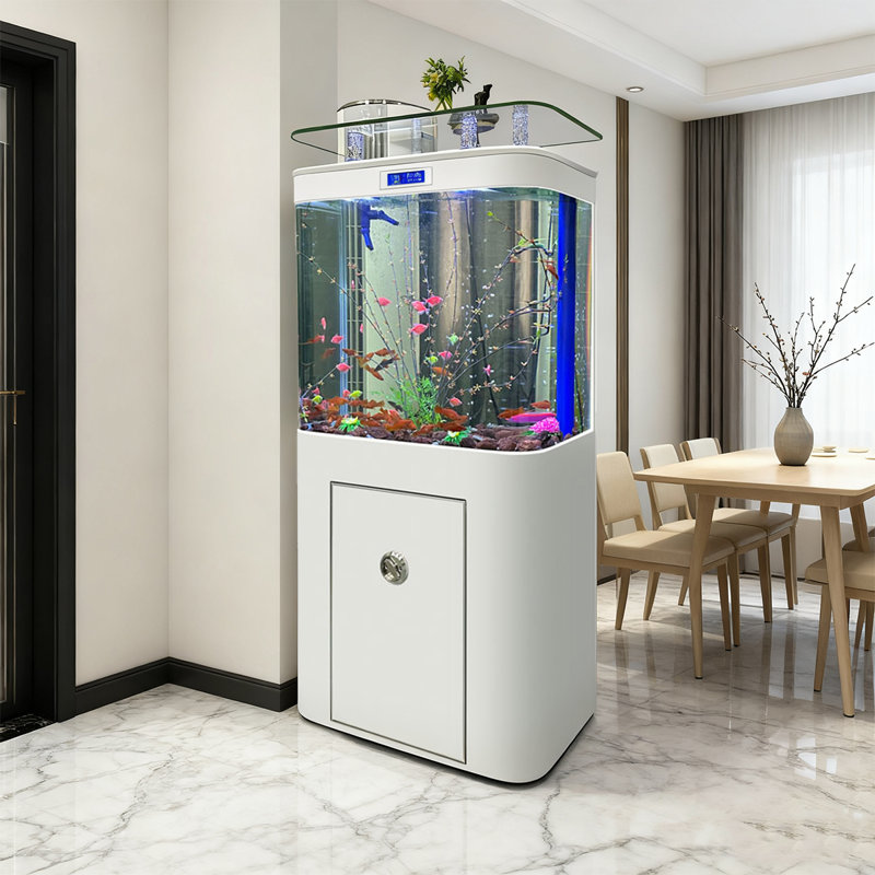 Réservoir d'aquariums carrés avec filtre supérieur, 21,13 gallons (H 59,06 po x l 31,5 po x P 15,75 po, White