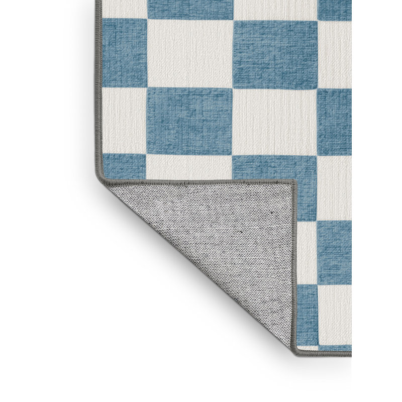 Tapis gris à carreaux lavable à la machine, Rectangle 2 pi x 3 pi