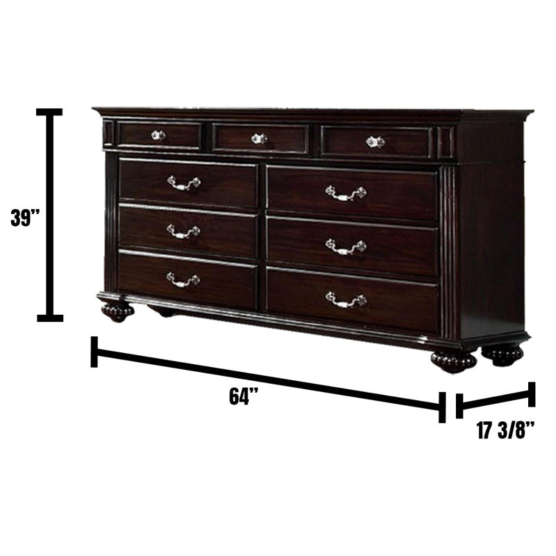 Commode 9 tiroirs avec miroir Abijah