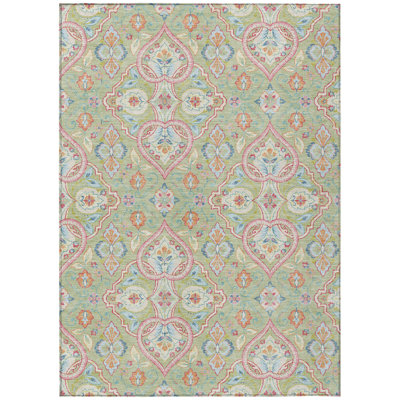 Machine Washable Indoor/Outdoor Husby ACN2207 Bohemian Rug