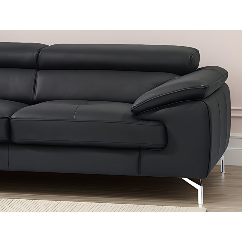 Marielys Upholstered L-Shaped Sectional Left Hand Facing, Black Leather 