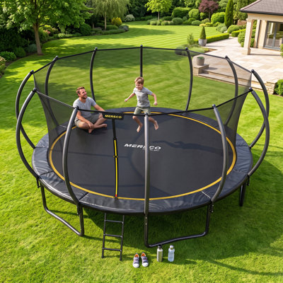 Mersco Round Backyard Trampoline with Safety Net Enclosure