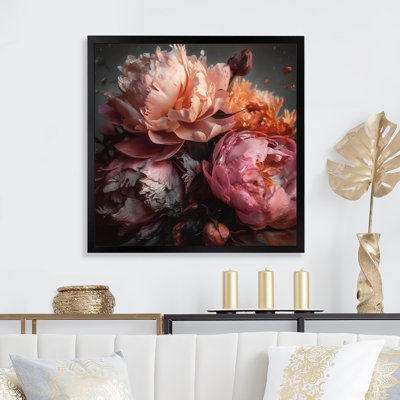 Orange Pink Peonies Blooming - Print