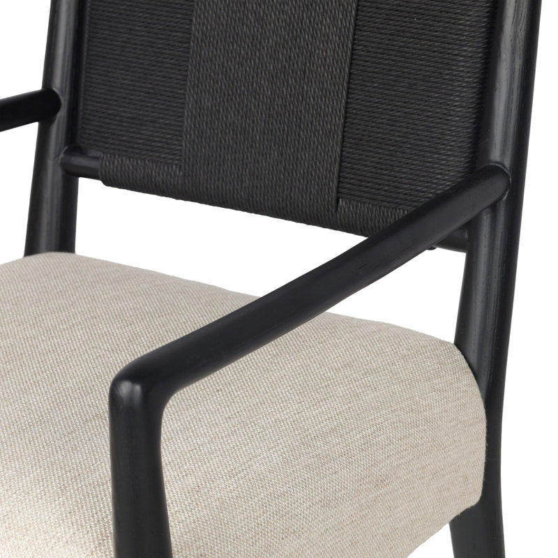 Rothler Dining Armchair-Alcala Wheat, Black Brushed Ash, Essence Natural