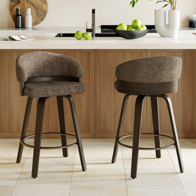 Swivel Upholstered Counter Stool With Wood Frame