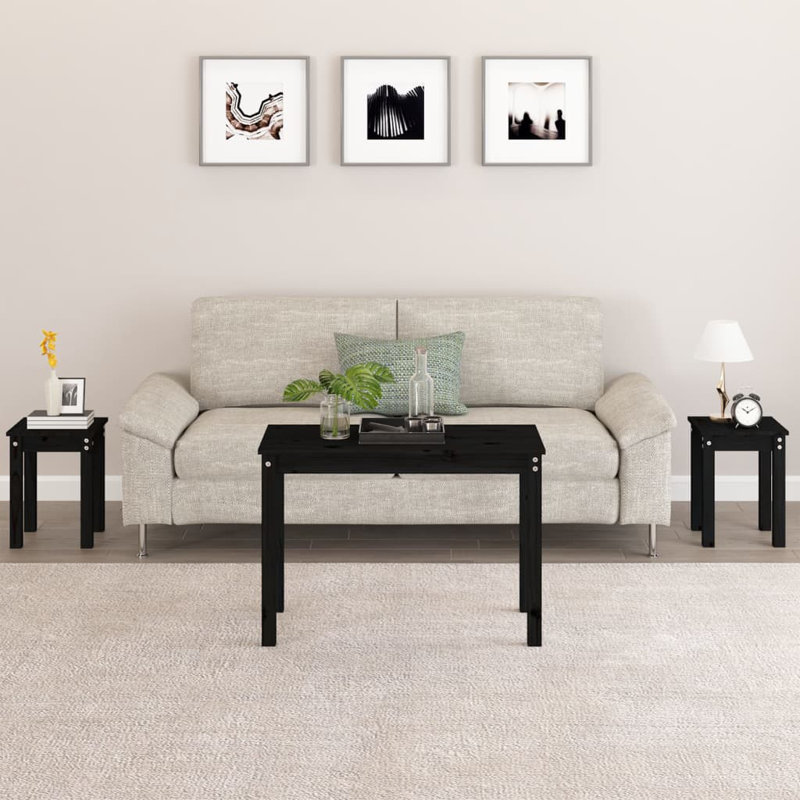 Tavin Solid Wood Nesting Tables, Black