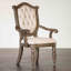 Chaise de salle à manger rustique 2 pièces avec accoudoirs à dossier capitonné à losanges avec pattes avant en chêne vieilli et finition beige